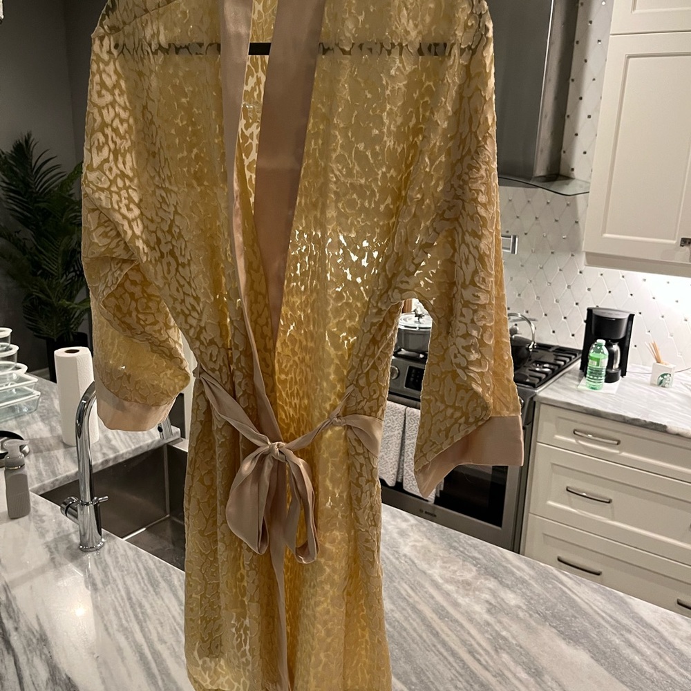Vintage 90s SILK AND SATIN store brand creamy dreamy burn out kimono robe luxury